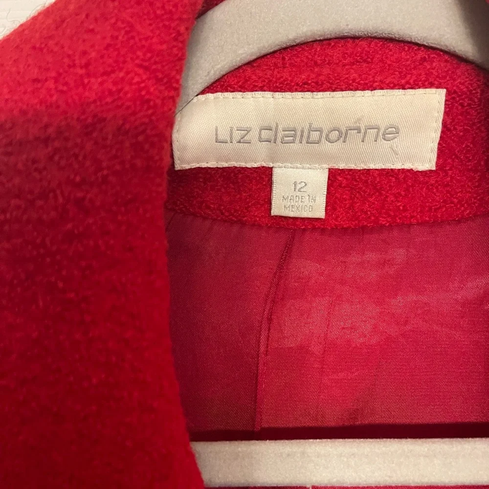 Red Wool Liz Claiborne Coat - Picture 3 of 9